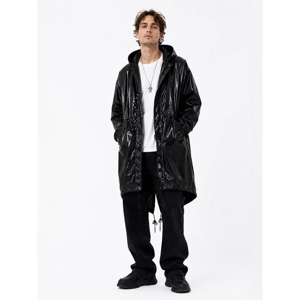 Supreme X Comme des Garçons SHIRT Glossy Black Fishtail Rain Parka XL XXL